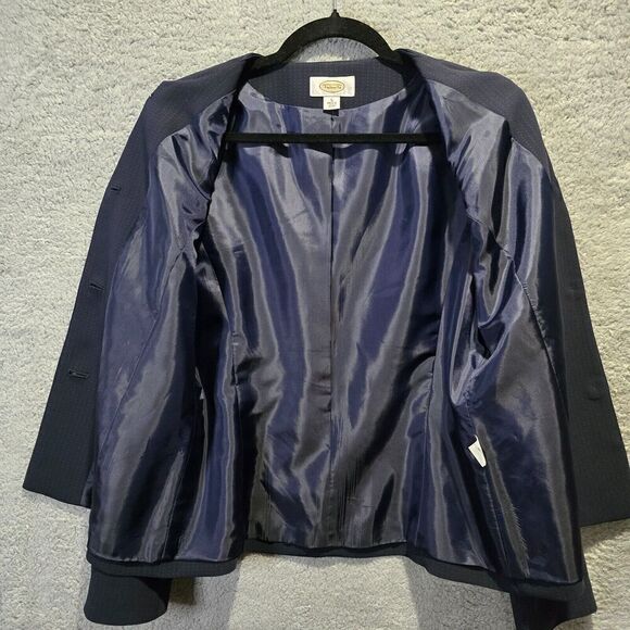 Talbots Work Blazer Womens 6 Navy Blue White Polka Dots Preppy Church - Picture 5 of 11